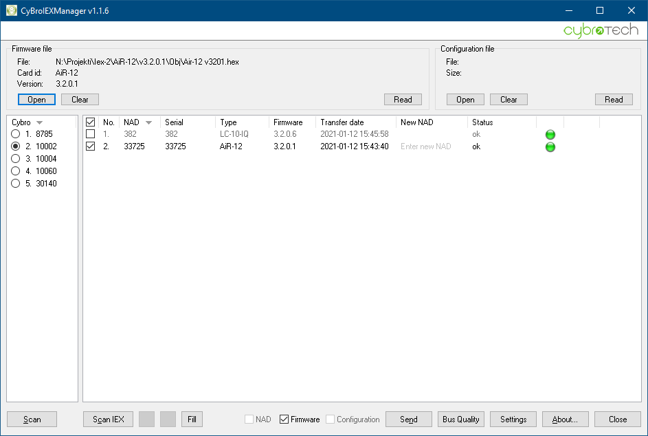 Прошивка модулей IEX CYBROTECH CyBroIexManager-v1.1.6 Устройства сопряжения